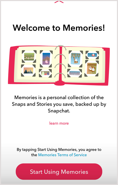 Memories screen