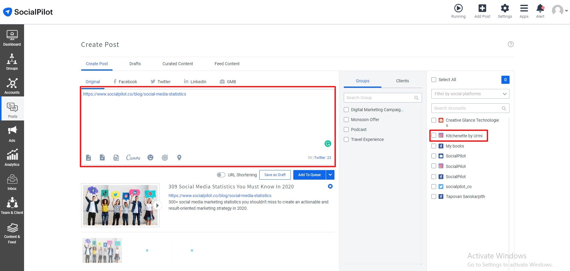 Create an Instagram post
