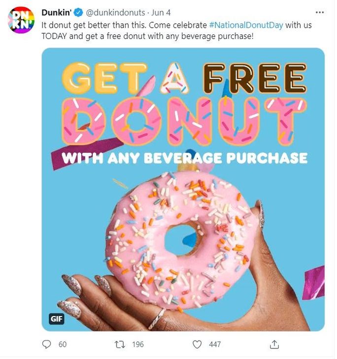 Content example for tweets Dunkin