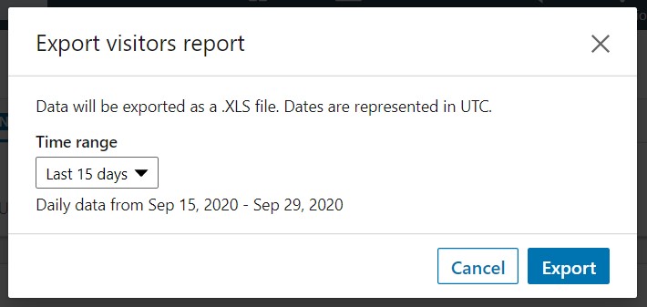 LinkedIn analytics report export page LinkedIn analytics report export page