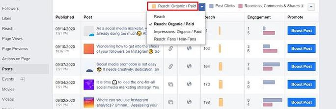 Facebook reach metrics