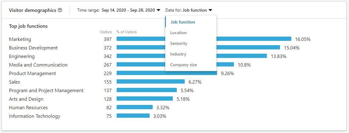 LinkedIN visitor demographics