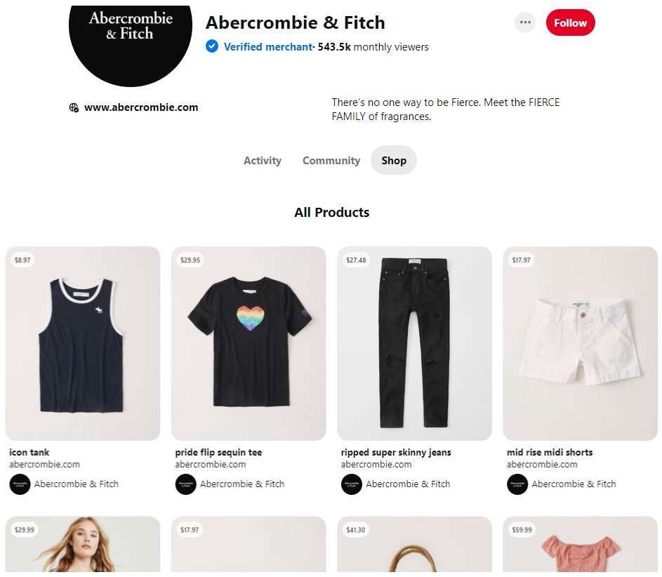 Pinterest Shop Tab