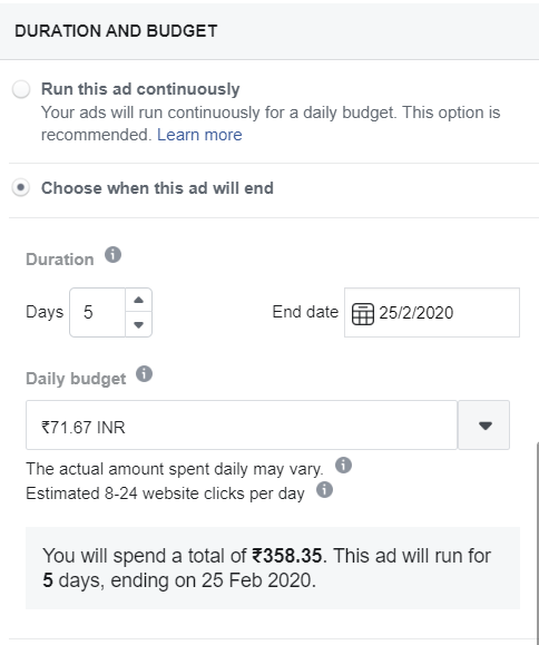 duration and budget