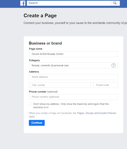 Facebook Create Page Business or Brand Category Page Facebook Create Page Business or Brand Category Page