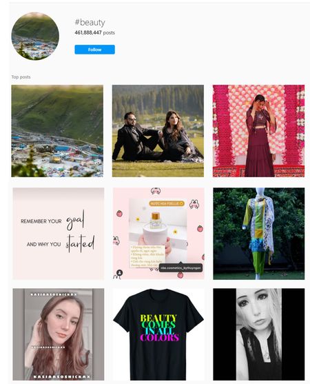 Beauty hashtags for Instagram