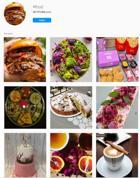 food hashtags for Instagram