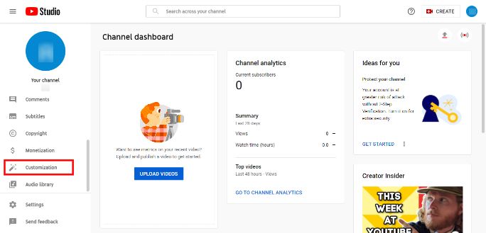 YouTube-Studio-page-Customization