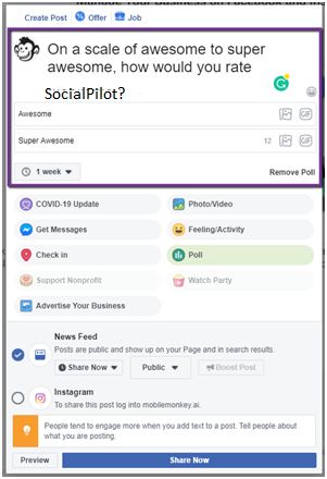 can i create a poll on a facebook business page
