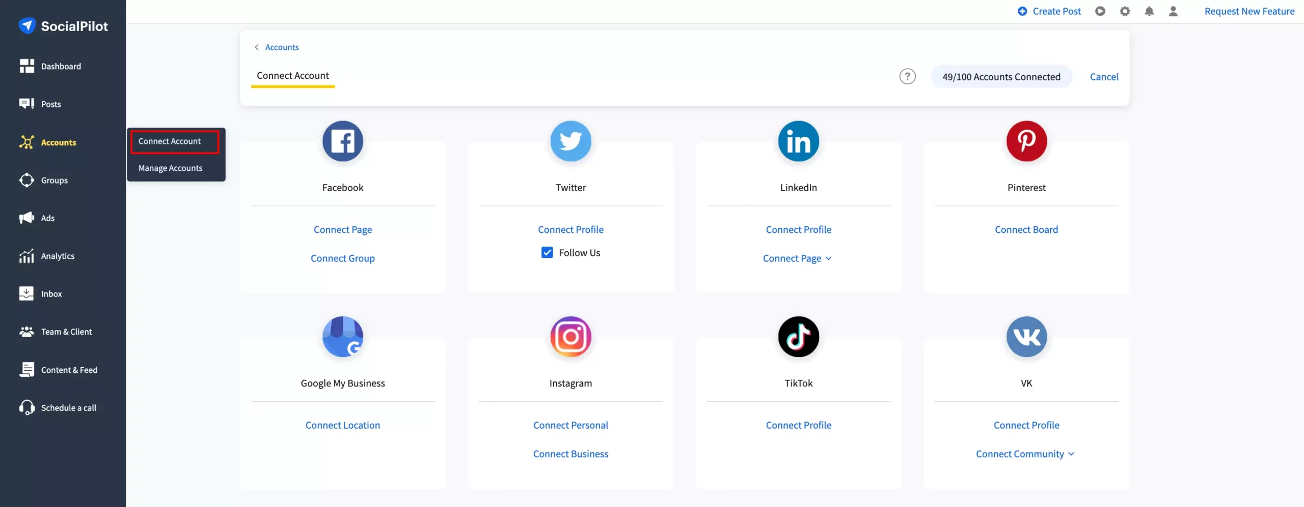 SocialPilot connect accounts SocialPilot connect accounts