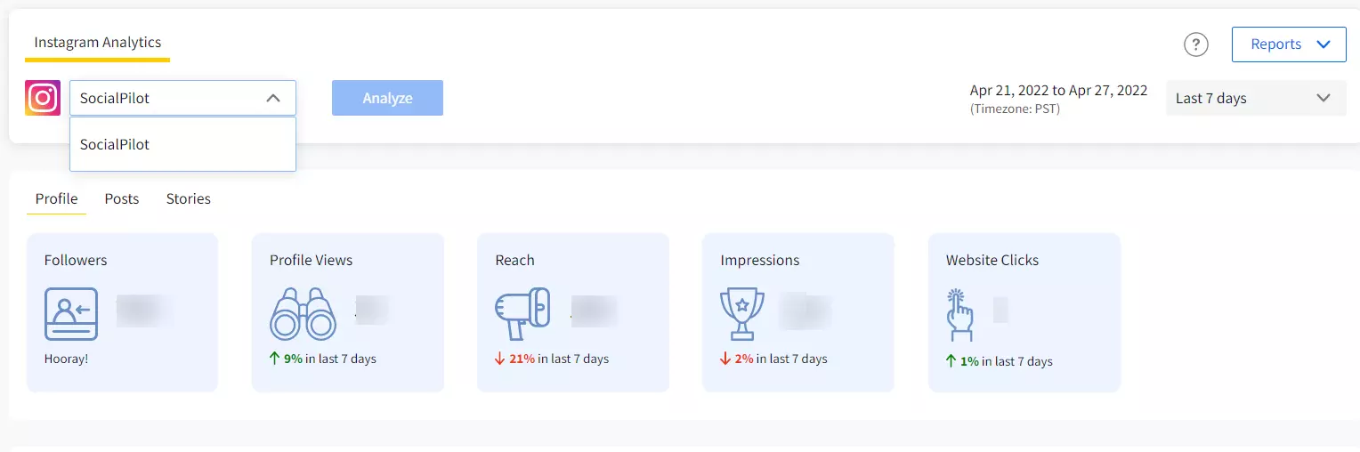 socialpilot instagram analytics