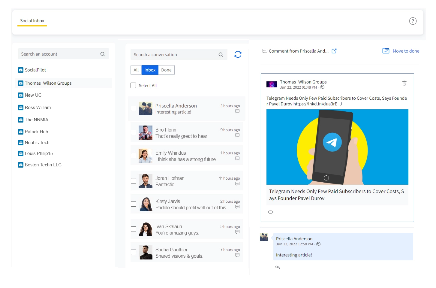 LinkedIn Inbox on SocialPilot LinkedIn Inbox on SocialPilot
