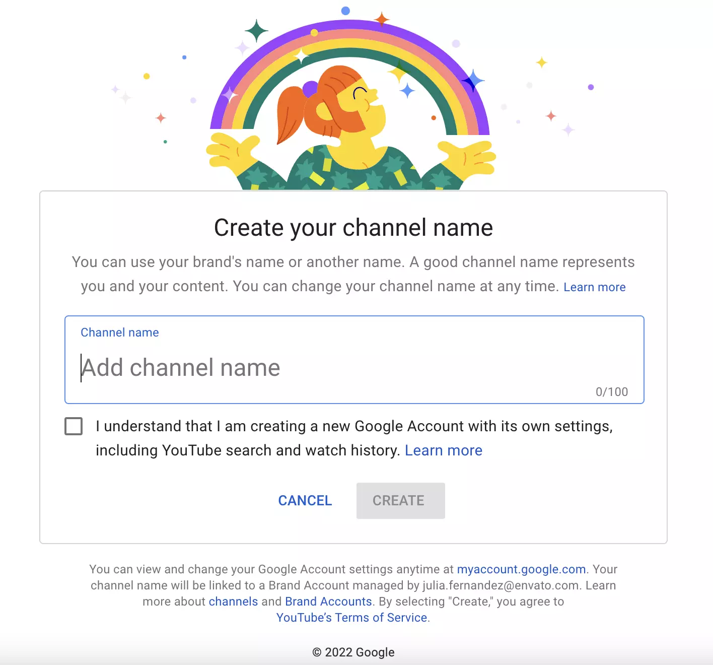 create your channel name