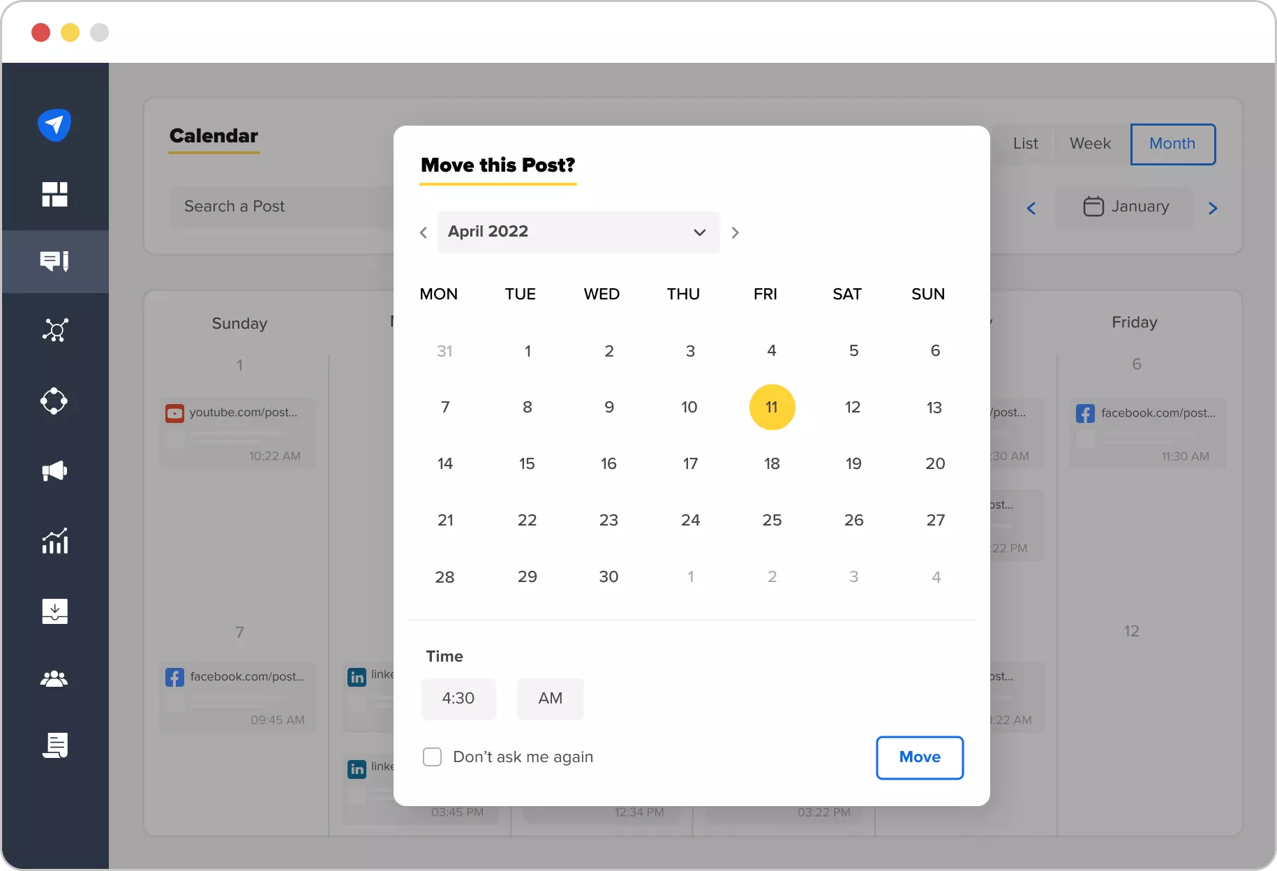 Social Media Scheduling Calendar