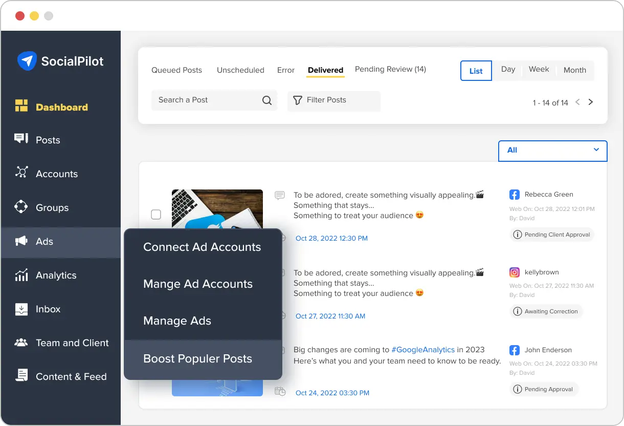Manage Facebook