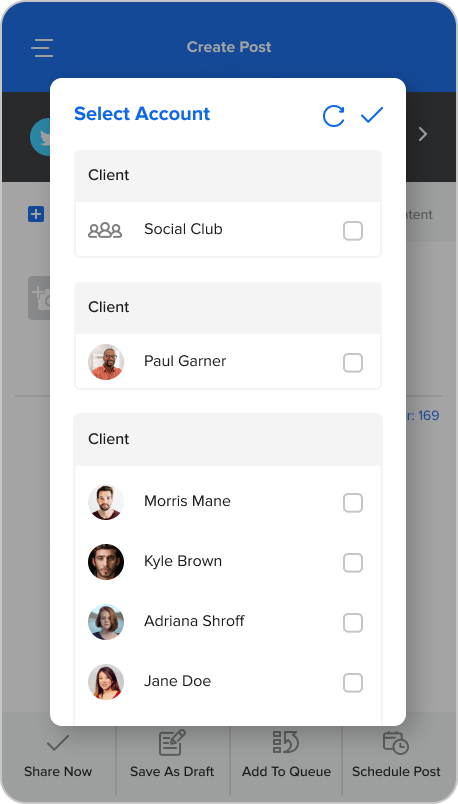 Select the Account Select the Account