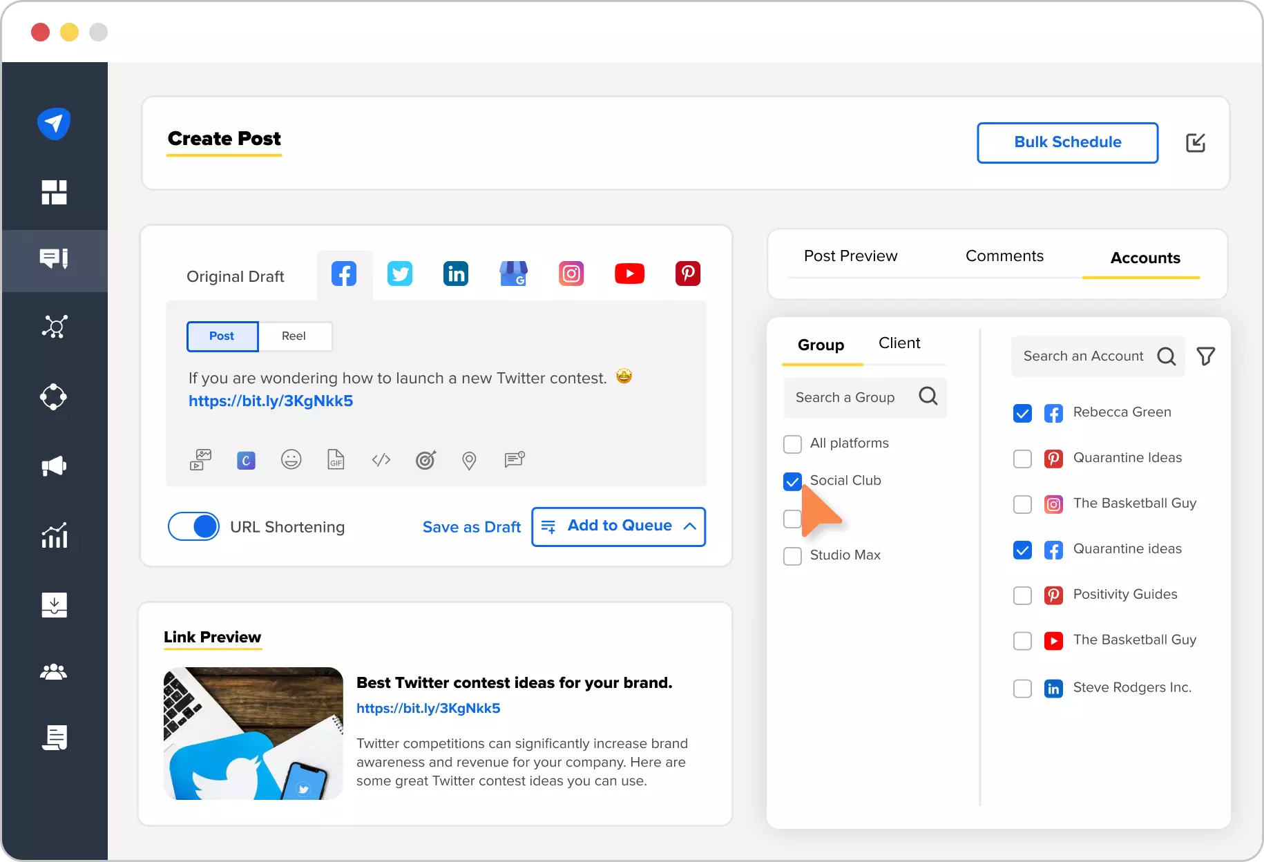 Selecting Account and Scheduling Post Selecting Account and Scheduling Post