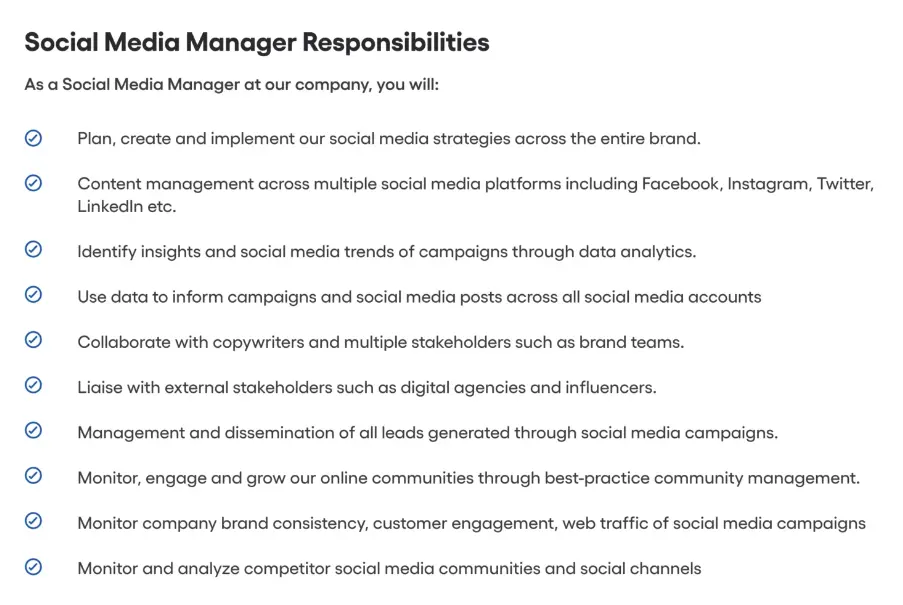 social media manager responsibilities