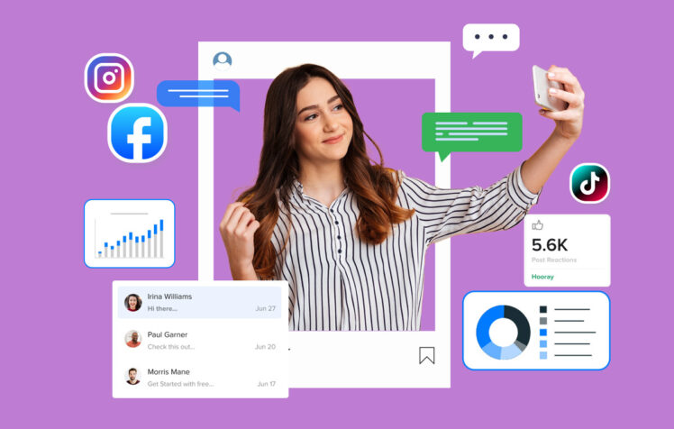 Graphic illustrating influencer marketing statistics and connections