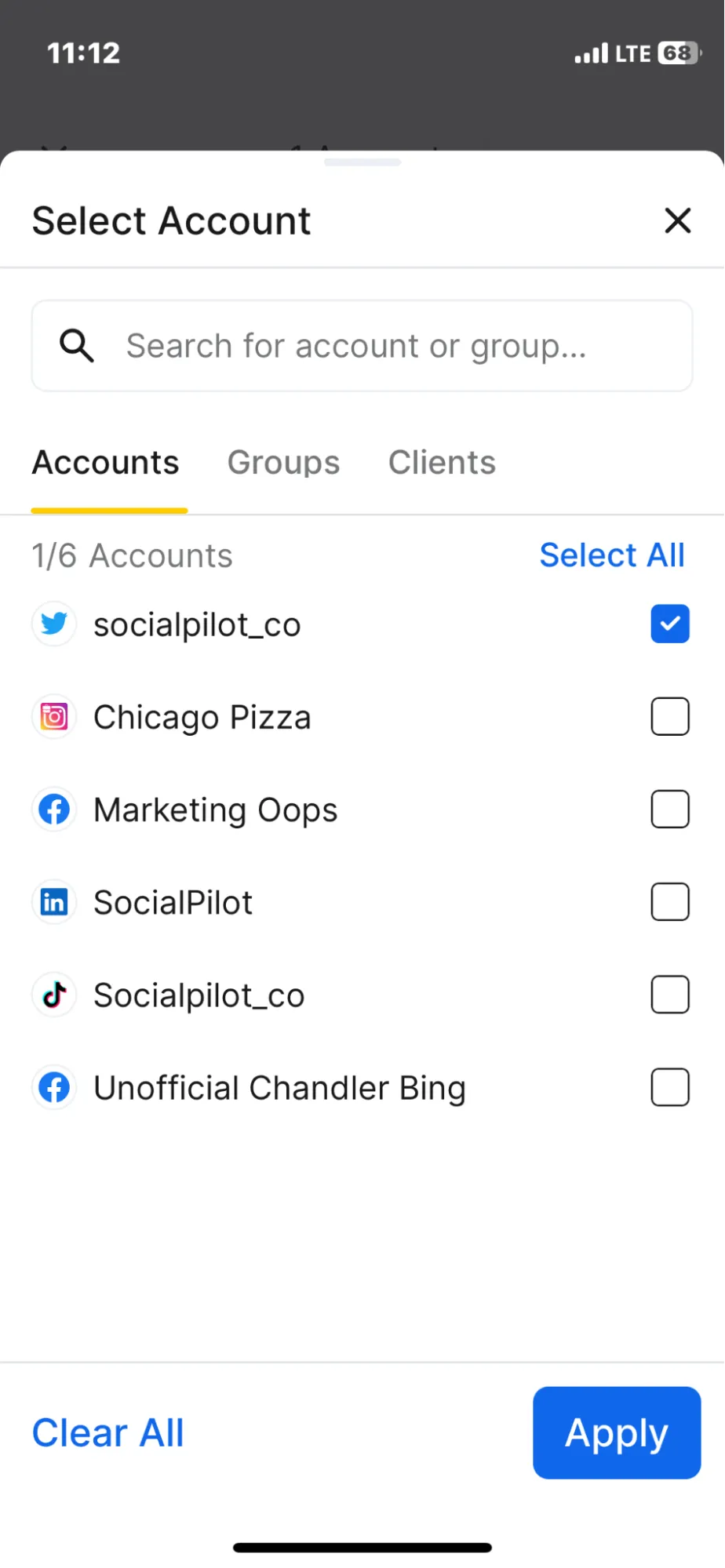 Select the Account