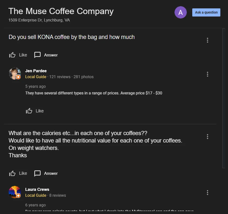 Q&A section in Google Business Profile Q&A section in Google Business Profile