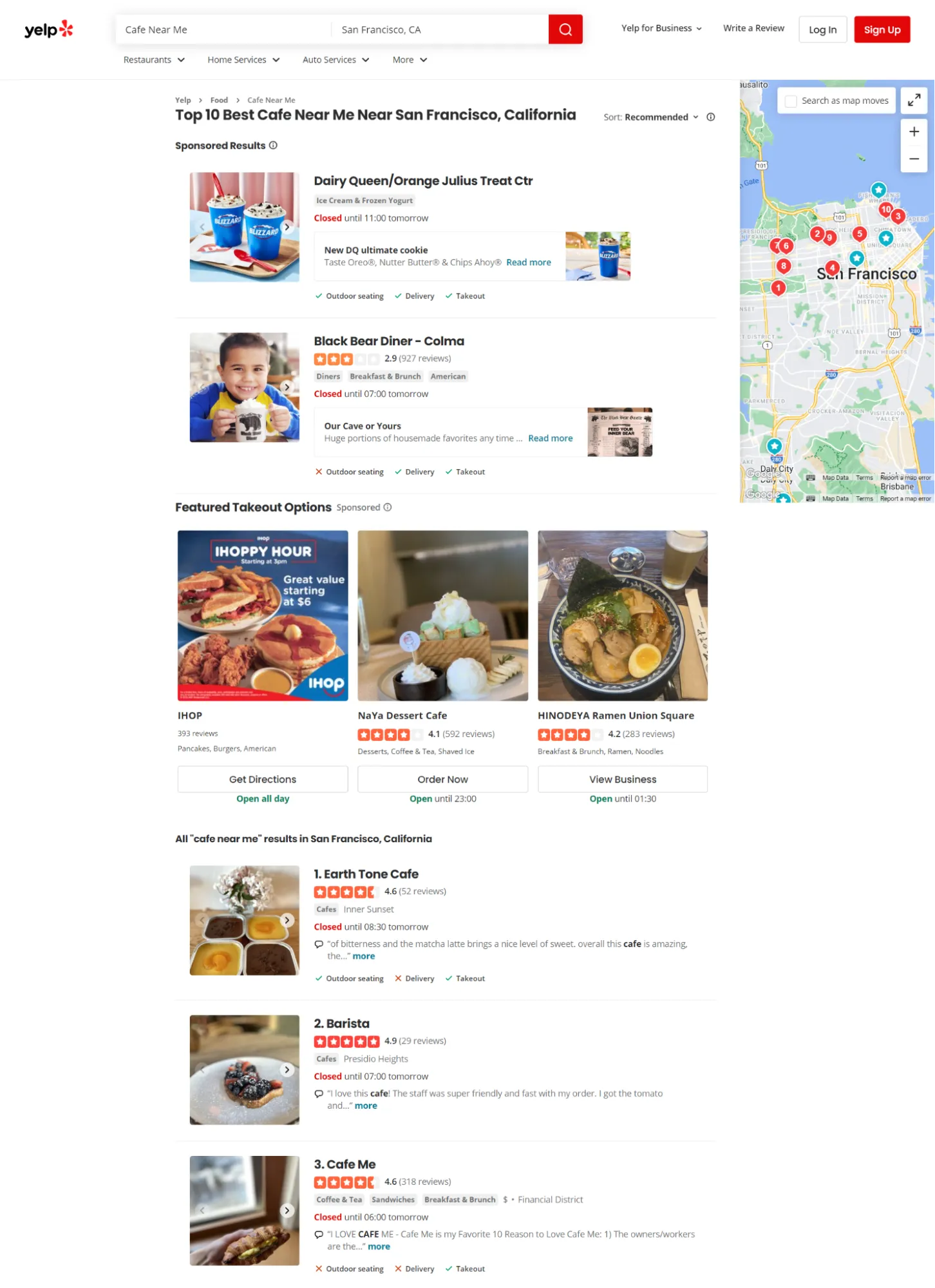Search feature on Yelp Search feature on Yelp