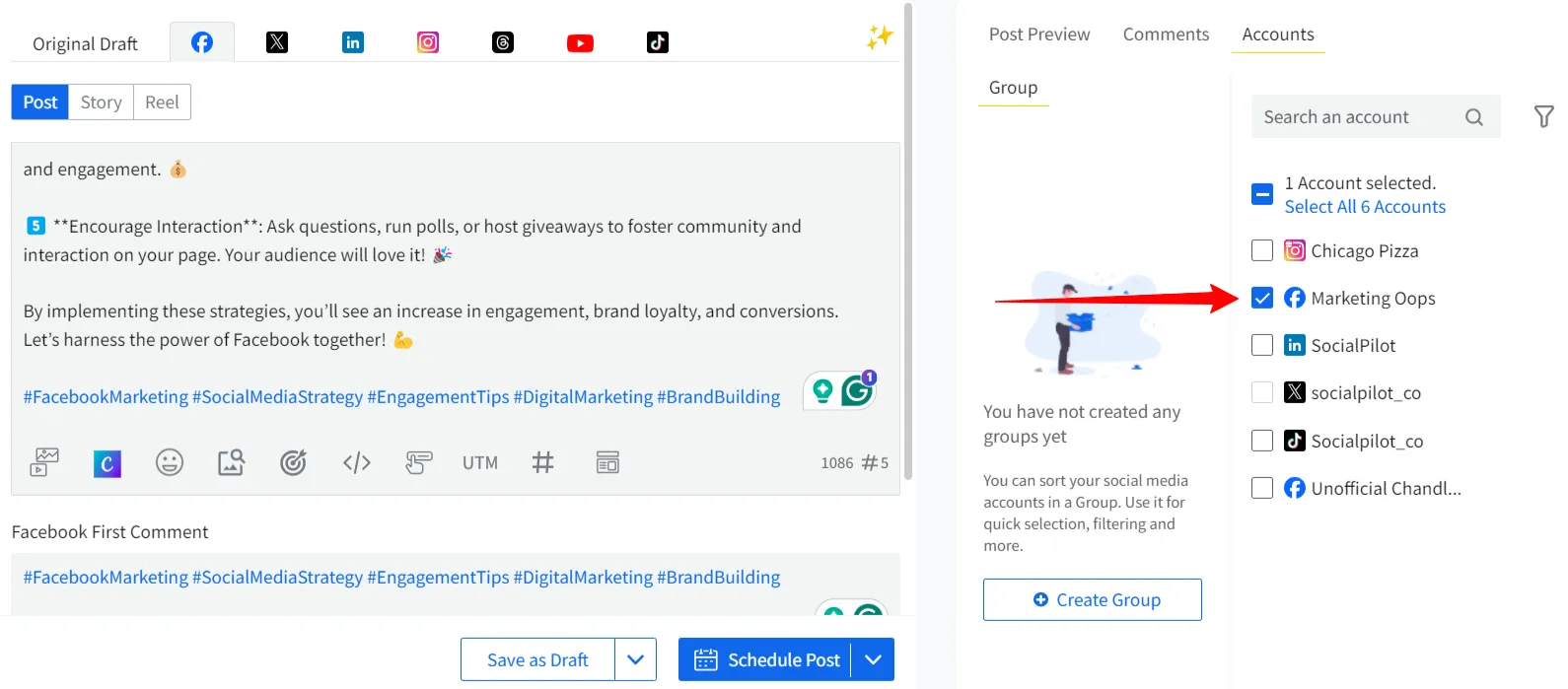 Select Account and Schedule Post