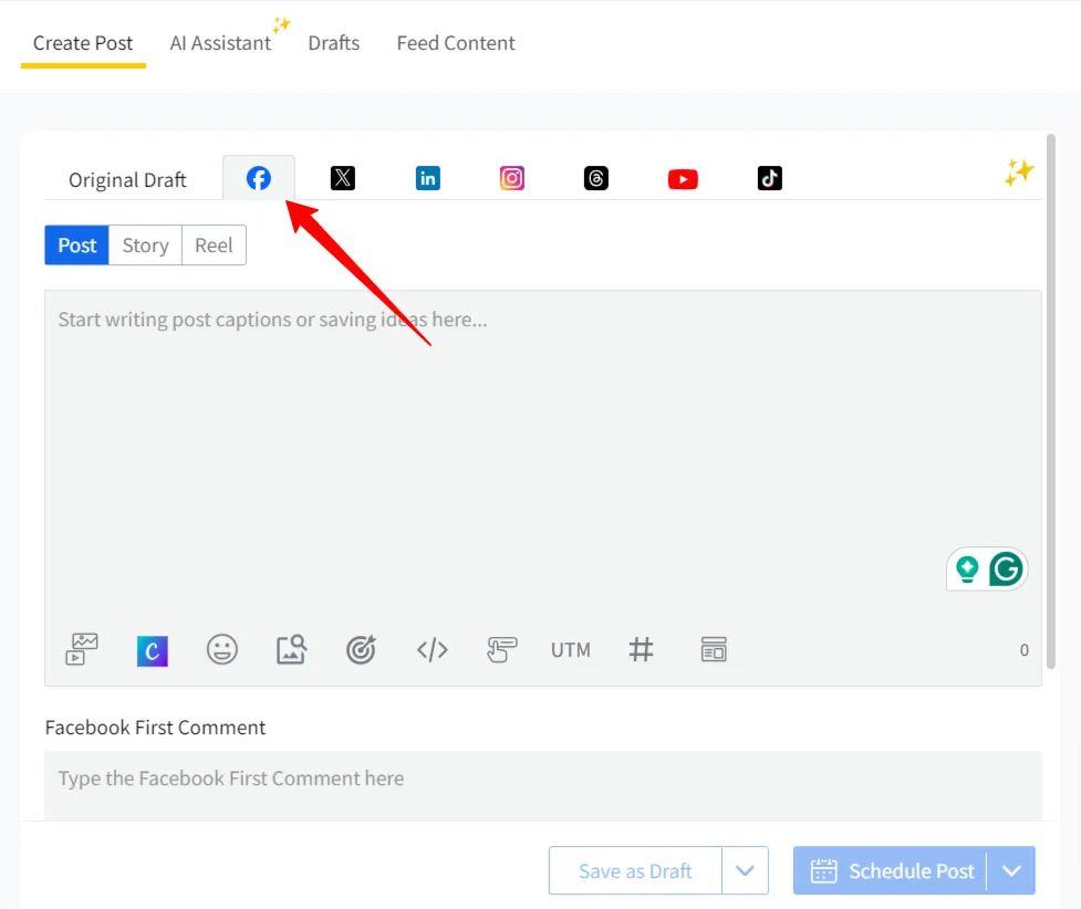 Switch to Facebook Tab