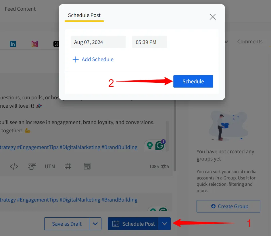 schedule a post for a suitable time