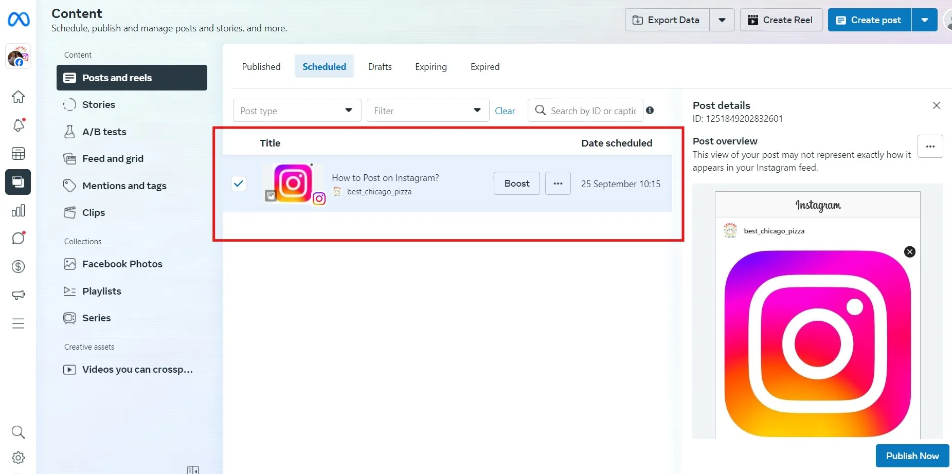 Choose the Instagram post you want to delete