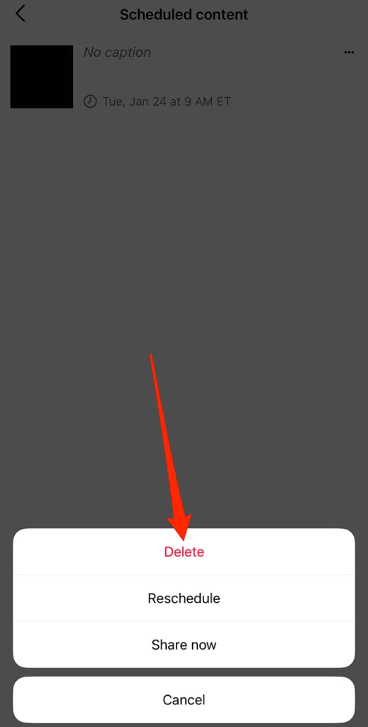 Tap Delete at the bottom of the screen