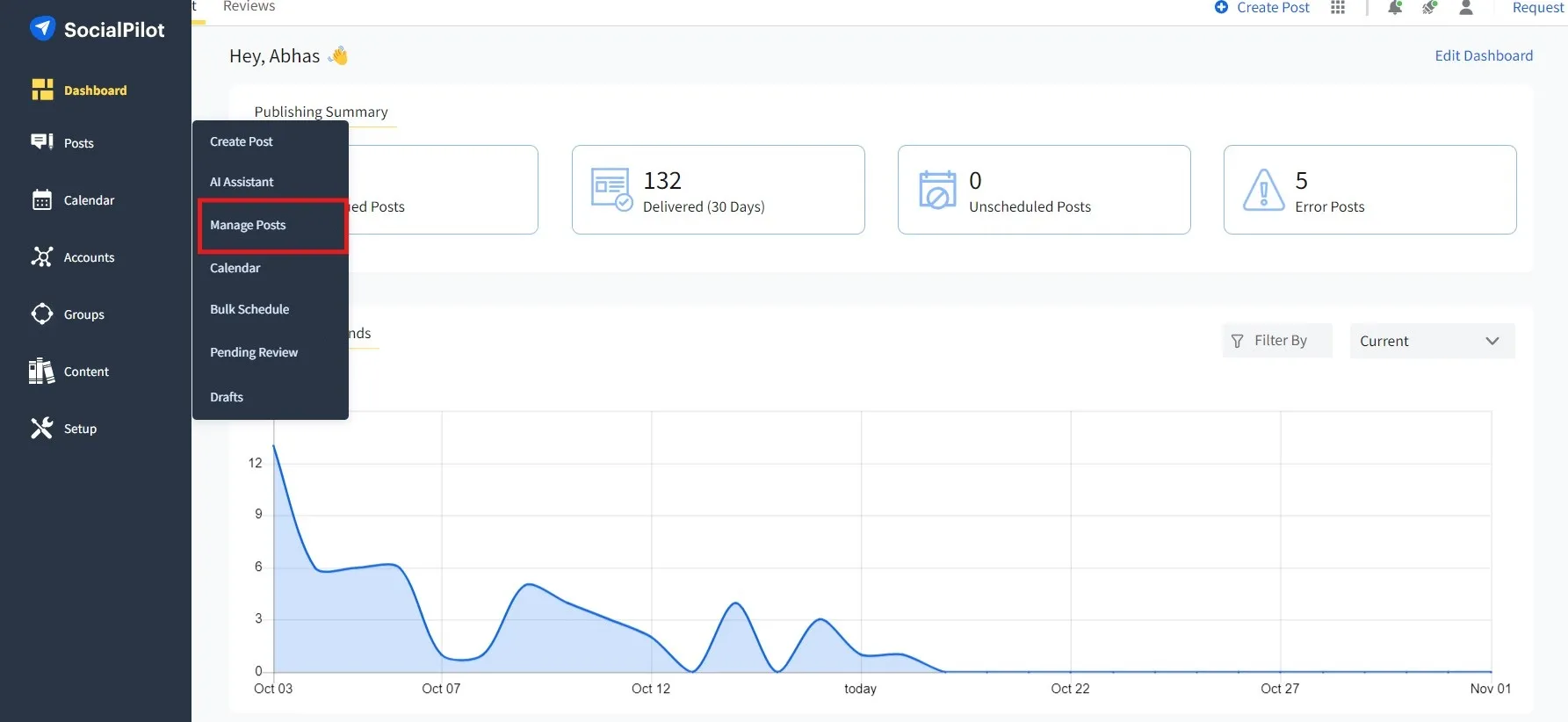 Click on manage post