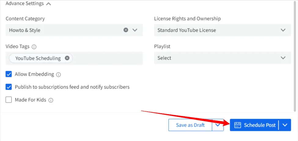 Set Advanced Settings and Schedule the Short