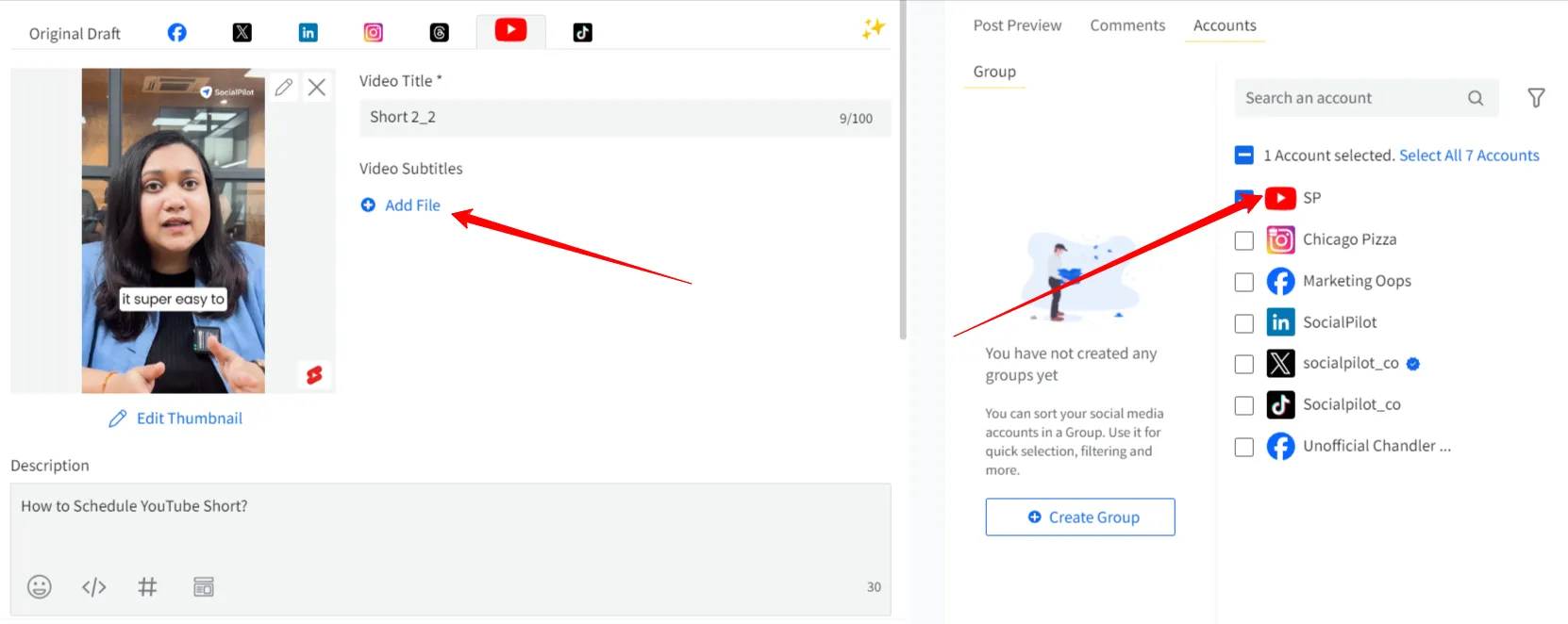 select the YouTube channel