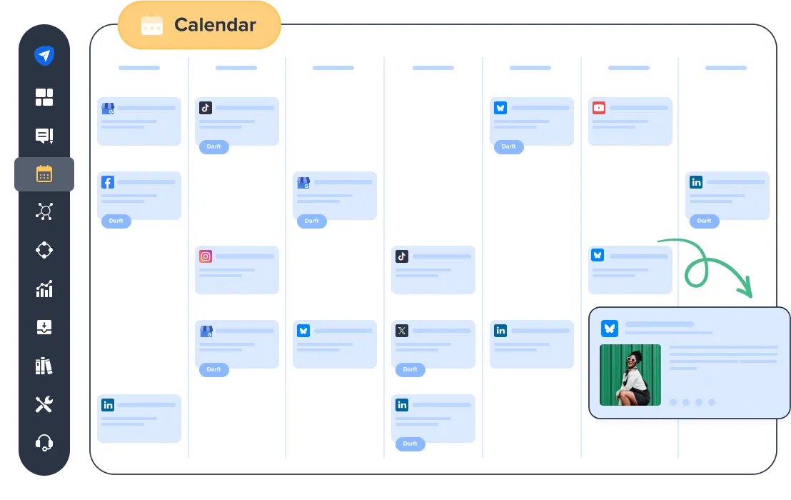 Content Calendar for Bluesky in SocialPilot