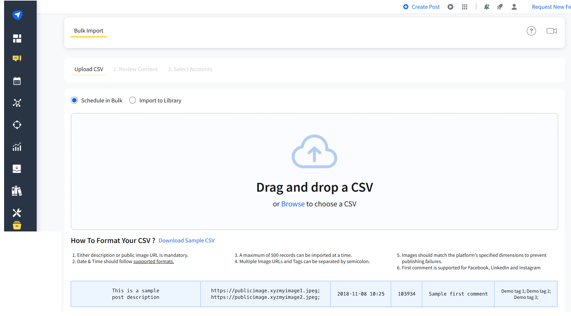 Drag and drop your CSV file