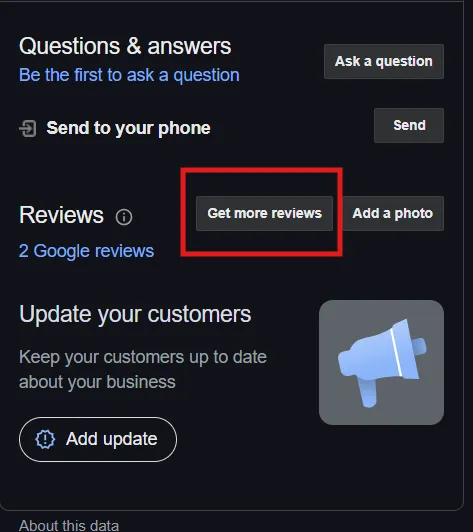 Click on Get more reviews