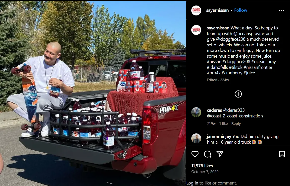 Ocean spray and Nissan leveraged a top trends on TikTok
