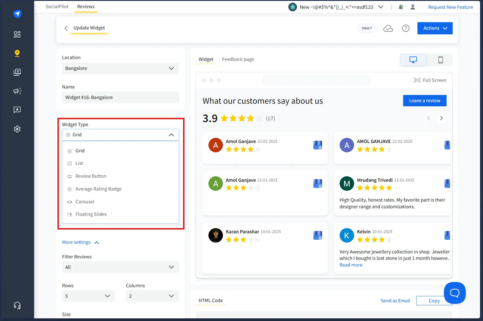 Select widget type