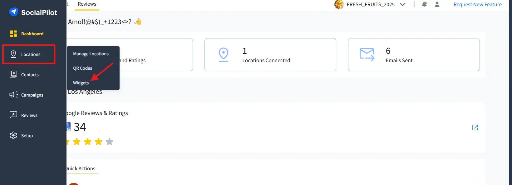 Widgets tab under Location