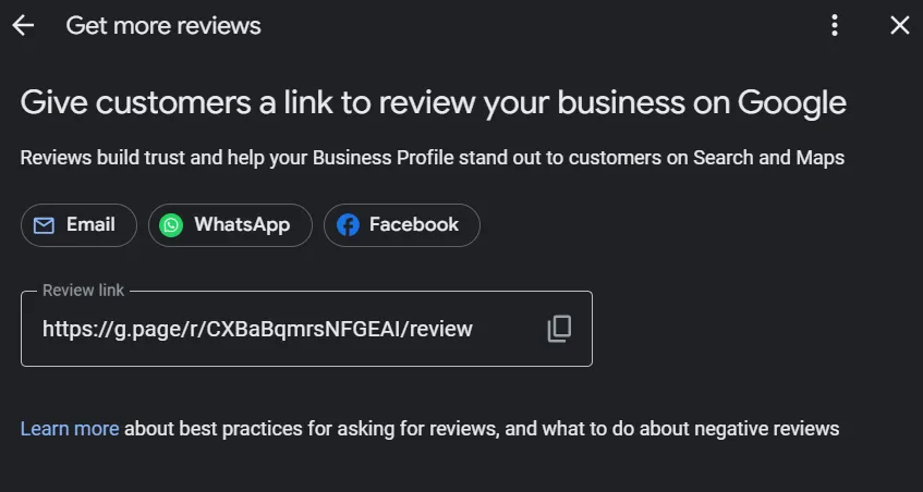 copy google review link