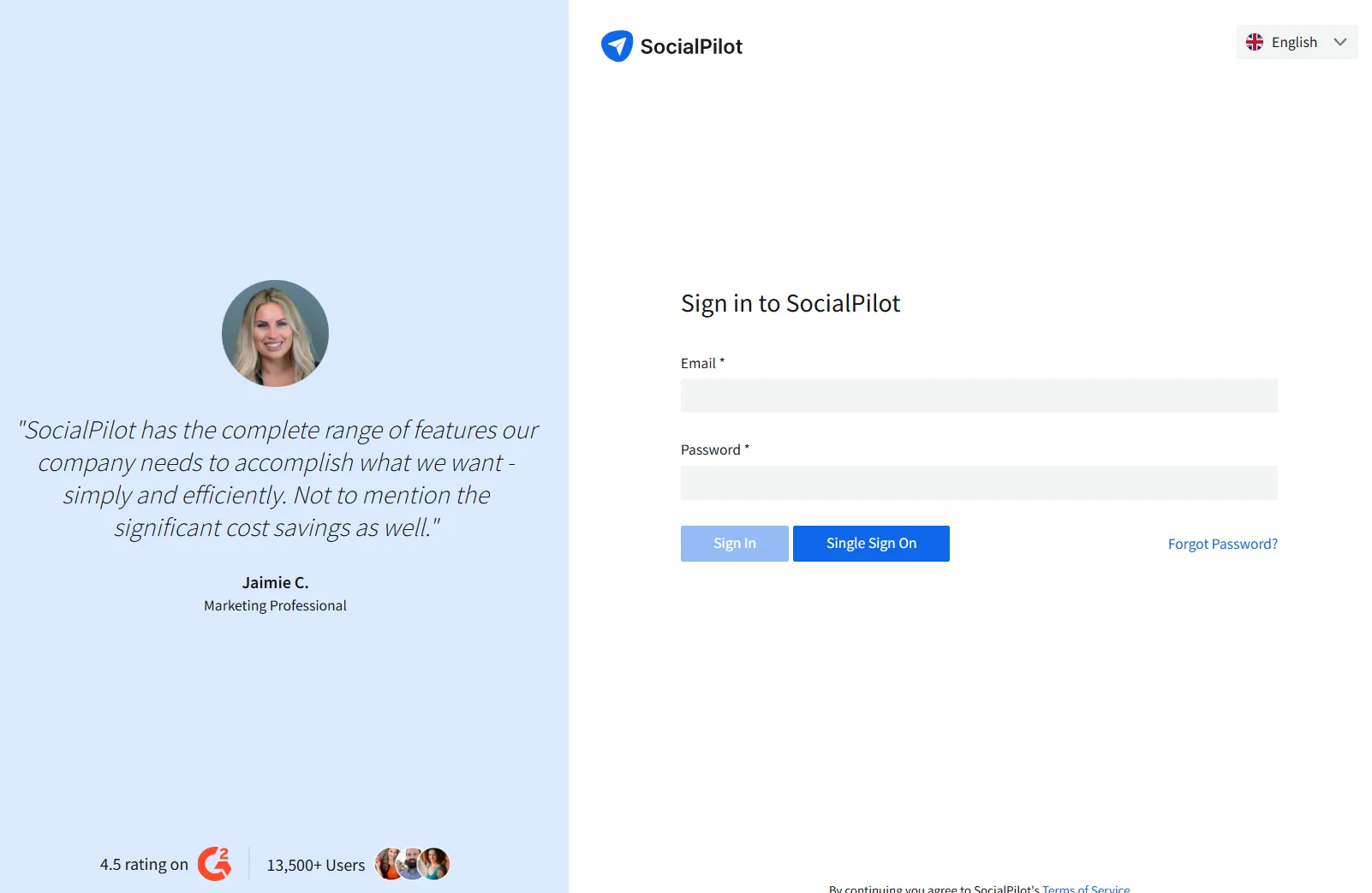 sign in to your SocialPilot account