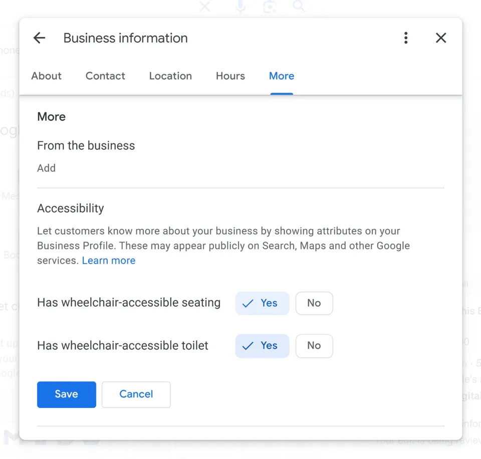 Add relevant attributes in your business listing to optimize Google Business Profile