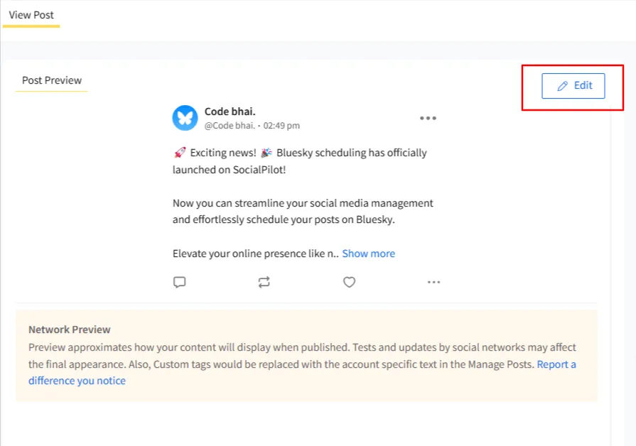 Edit post in SocialPilot Edit post in SocialPilot