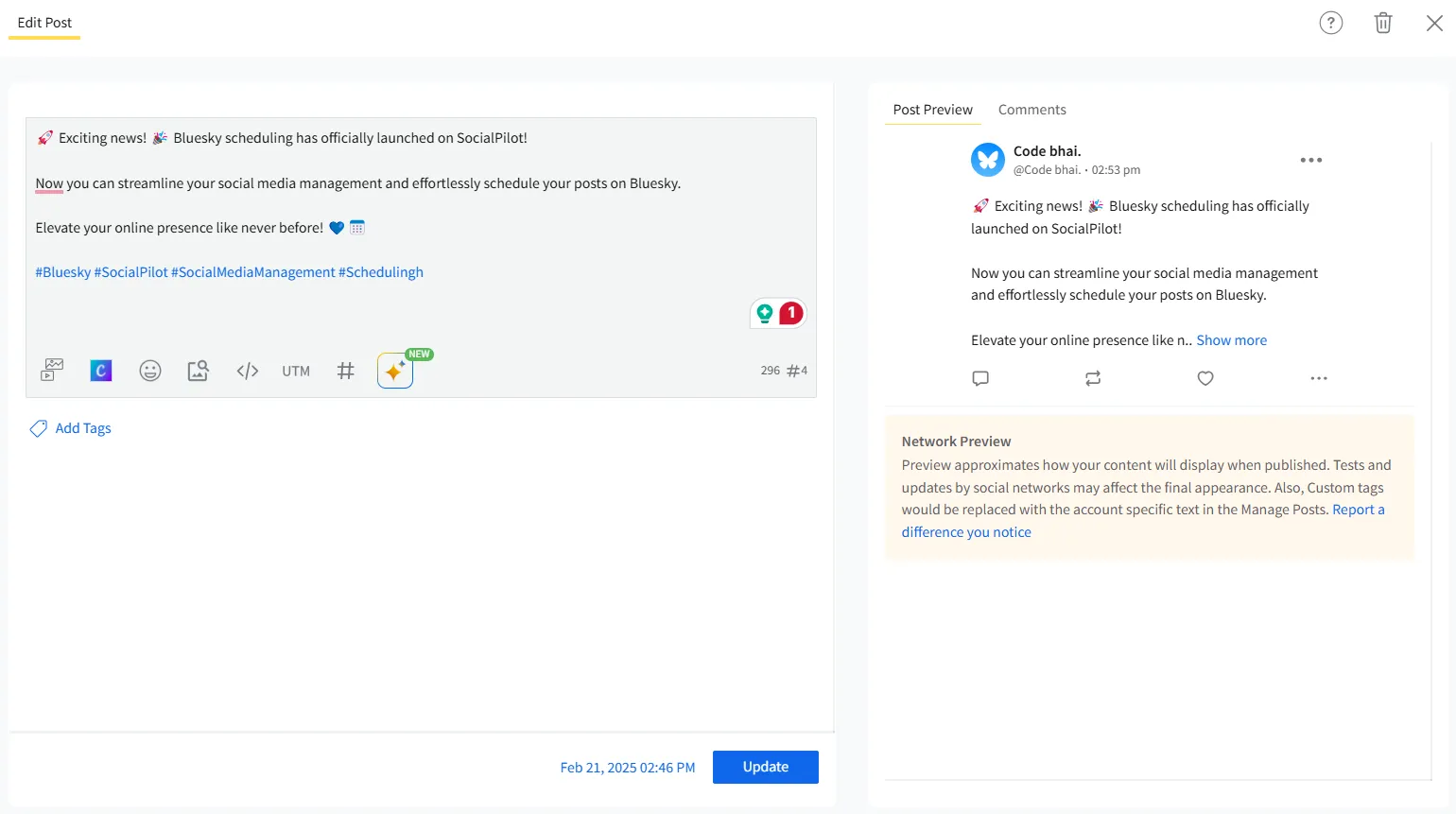 Update the edited post on desktop Update the edited post on desktop