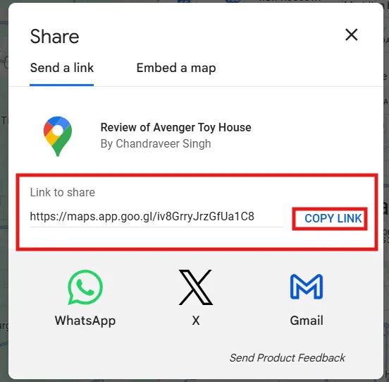 click on copy link