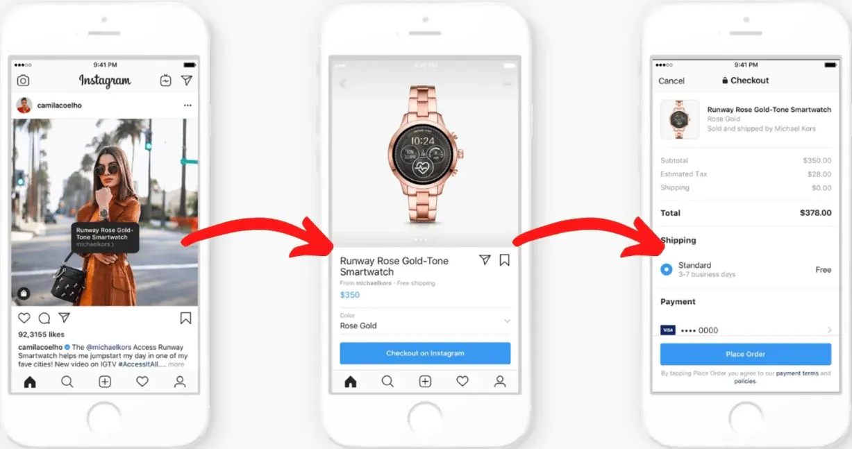 instagram checkout process
