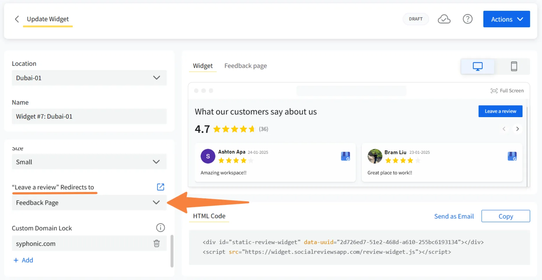 Add a leave us review button on the WordPress website Google review box