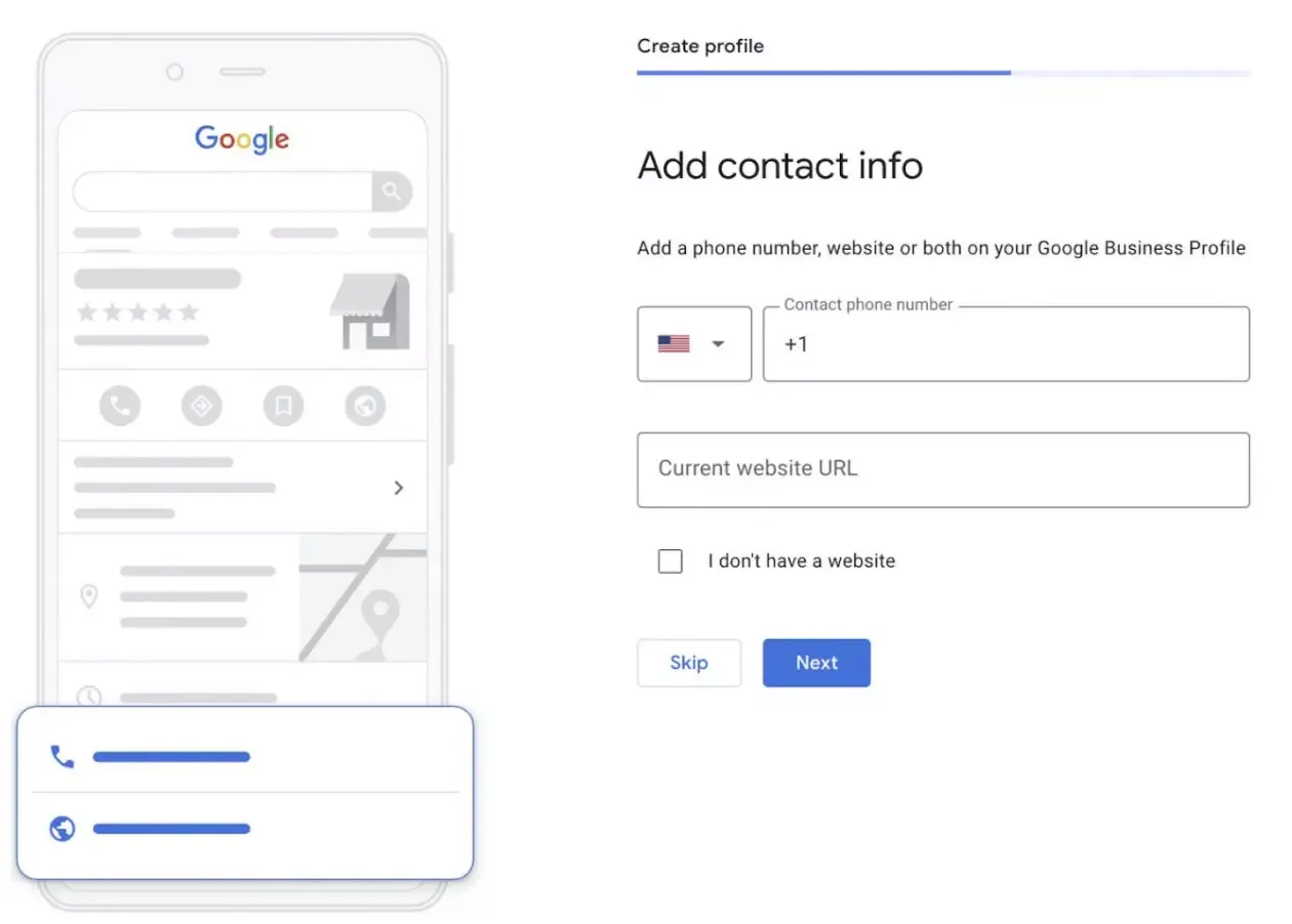 Add contact details on GBP profile