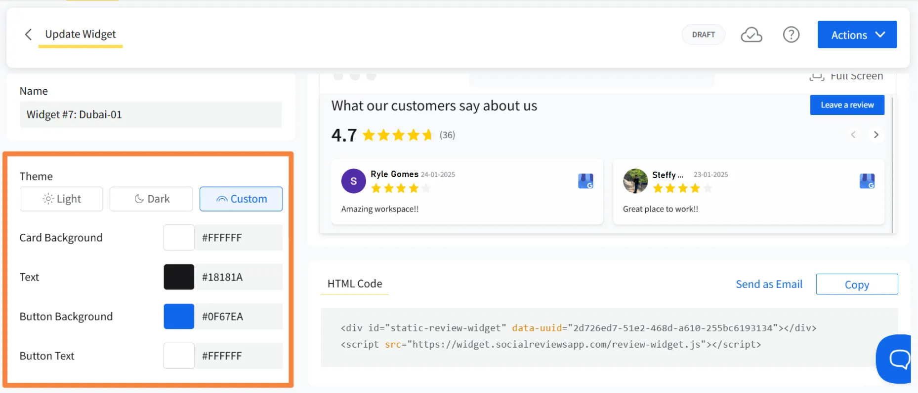 Best theme options in WordPress Google Review Plugins designs to show customer reviews